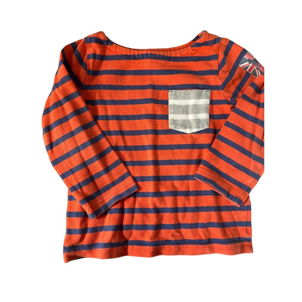 Mini Boden Orange And Blue Stripe Shirt size 2-3